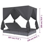 Chaise longue d'ext�rieur avec rideaux r�sine tress�e gris