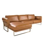 Chaise longue gauche en cuir camel