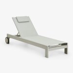 Chaise longue inclinable en aluminium avec coussin akelia vert kaki
