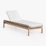 Chaise longue inclinable en bois d'acacia et corde tress�e karvia acacia marron clair