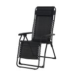 Chaise longue inclinable de jardin relax chillvert catania acier 65, 5x91x116 cm noir avec coussin