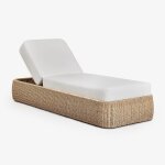Chaise longue inclinable en rotin synth�tique et fer leilan blanc