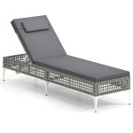 Chaise longue de jardin 194 x 55 x 40 cm dossier r�glable 6 niveaux coussin amovible design moderne en ...