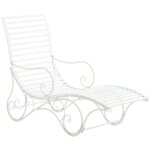 Chaise longue pour jardin transat en m�tal blanc mdj10213