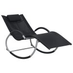 Vidaxl chaise longue avec oreiller noir textilène Vidaxl chaise longue avec oreiller noir textilène