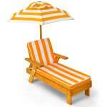 Chaise longue avec parasol amovible 92 x 49 x 106 cm confort optimal pour enfants rayures jaunes et blanches ...
