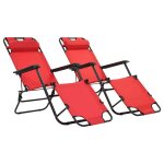 Chaises longues pliables 2 pcs avec repose - pied acier rouge vidaxl vidaxl