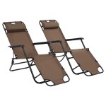 Chaises longues pliables 2 pi�ces avec repose - pied acier marron helloshop26 02 0011943