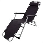 Chaise longue pliable - aktive - noir - acier + 600d