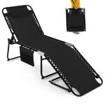 Chaise longue pliante avec appuie - tte amovible dossier rglable a 4 positions acier antirouille pour ...