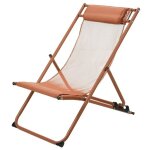 Chaise longue pliante chilienne m�tal marron 63x8x115cm