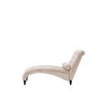 Chaise longue en velours beige muret
