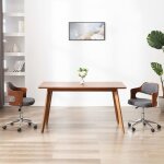 Chaise pivotante de salle a manger gris bois courb� et tissu