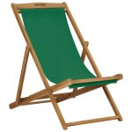 Chaise de plage pliable bois de teck solide vert vidaxl vidaxl