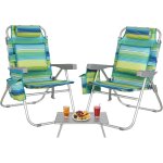 Chaise de plage portable, ensemble de 2 chaises avec 1 table, si�ge d'ext�rieur pliable, comme un sac ...