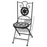 Chaises pliables de bistro 2 pcs cramique noir et blanc