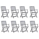 Chaises pliables d'extrieur 8 pcs avec coussins bois d'acacia yueyinnkeji type23