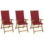 Chaises pliables de jardin 3 pcs avec coussins bois d'acacia vidaxl vidaxl