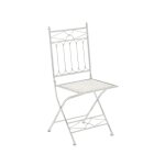 Chaise pliable de jardin terrasse balcon design rustique en fer forg blanc vieilli 10 0003593