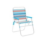 Chaise pliante en aluminium - marbueno summer - rayures bleues et oranges - 52x56x80 cm - moderne