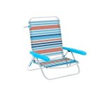Chaise pliante en aluminium - marbueno summer - rayures bleues et oranges - 78x76x63 cm - 5 positions ...