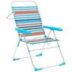 Chaise pliante - marbueno - modle 10464 - aluminium - 5 positions rglables - rayures orange et bleu ...