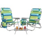 Chaise pliante de plage en alliage d'aluminium, l�g�re, ensemble de 2 chaises avec 1 table, si�ge d'ext�rieur, ...