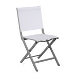 Chaise pliante - thema - aluminium epoxy gris - toile tpep chin blanc