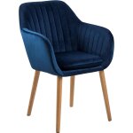Chaise de salle a manger, mtal, bleu fonc / chne, b: 57 x t:61 x h: 83 cm