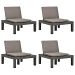 Chaises de salon de jardin et coussins 4pc plastique anthracite Chaises de salon de jardin et coussins 4pc plastique anthracite