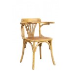 Chaise thonet avec accoudoirs en frne massif, finition chne et assise en rotin