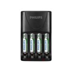 Chargeur de pile lectrique philips 4 rechargeable aa / aaa, 200 / 100 ma, 100 / 240v, 4 x aaa 800 incl ...