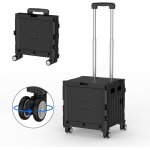 Chariot de courses pliable, chariot de transport avec couvercle, roue rotative silencieuse  360 et poigne ...