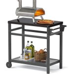 Chariot extrieure pour barbecue, dessertes pour plancha de jardin, travail en acier inoxydable nano ...