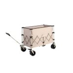 Chariot de jardin pliable polyvalent, �quip� de grandes roues tout - terrain adapt�es aux surfaces sableuses. ...