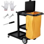 Chariot de mnage professionnel - vevor - chariot de nettoyage - 3 etages en pp htel, noir