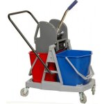 Chariot de mnage sur roulettes 2 x 18 litres avec guidon orientable bricozor