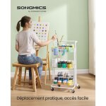 Chariot mobile � 3 niveaux, desserte sur roulettes, etag�re de rangement, poign�e, 2 pots, 2 freins, ...