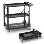 Chariot a roulettes 3 en 1 workpro, chariot servante d'atelier pliable avec poignee laterale, 3 niveaux ...