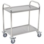 Chariot de service desserte de cuisine a roulettes 2 etagres 71l x 41l x 81h cm acier inox. chrom