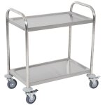 Chariot de service desserte de cuisine a roulettes 2 etag�res 71l x 41l x 81h cm acier inox. chrom�