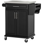 Chariot de service desserte de cuisine a roulettes lot de cuisine - placard 2 portes, etagres, range ...