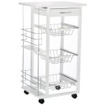 Chariot de service desserte de cuisine a roulettes multi - rangements 3 paniers métal tiroir + 2 range ... Chariot de service desserte de cuisine a roulettes multi - rangements 3 paniers métal tiroir + 2 range ...
