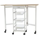 Chariot de service desserte de cuisine a roulettes multi - rangements 3 paniers m�tal + tiroir + rallonges ...