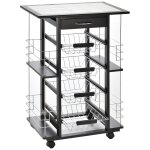 Chariot de service desserte de cuisine a roulettes multi - rangements 4 paniers m�tal tiroir + 4 range ...