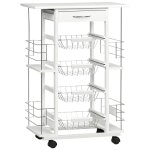 Chariot de service desserte de cuisine a roulettes multi - rangements 4 paniers m�tal tiroir + 4 range ...