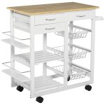 Chariot de service desserte de cuisine a roulettes multi - rangements 92l x 37l x 82h cm mdf imitation ...
