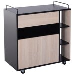 Chariot de service desserte de cuisine a roulettes multi - rangements placard double portes + 3 etagres ...