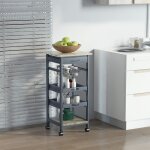 Chariot de service desserte de cuisine a roulettes panier + 2 plateaux amovibles, tiroir, etag�re mdf ...