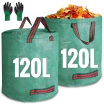 Checarzhn - - no1 - lot de 2 sacs a dchets de jardin trs rsistants de 120 et 120 litres, sacs rutilisables ...